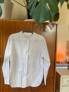 Classic White Vintage Womens Button-Up Shirt